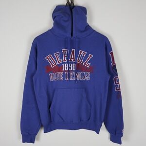Depaul Blue Demons Champion Hoodie Blue Hooded Pullover Size Small 19x23